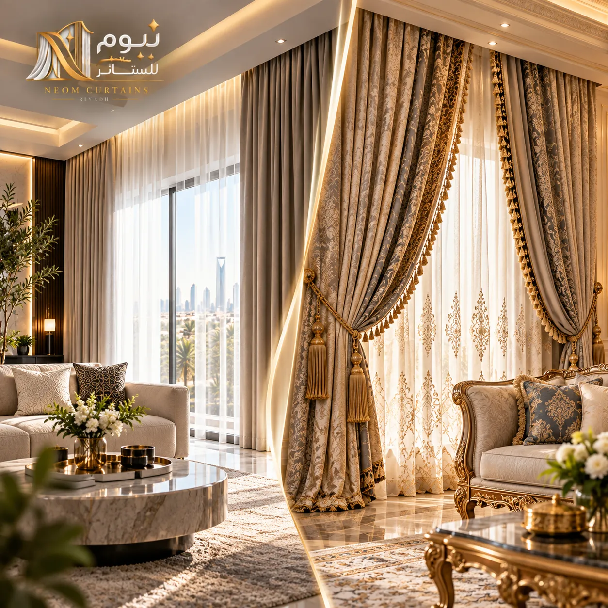 ستائر عصرية وكلاسيكية في الرياض من نيوم للستائر